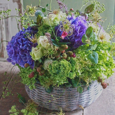 flower arrangement in basket
